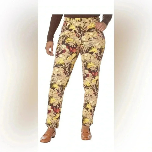 Gloria Vanderbilt Amanda High Rise Jean Brown Floral Size 14 *Altered Fringe* - Picture 3 of 15